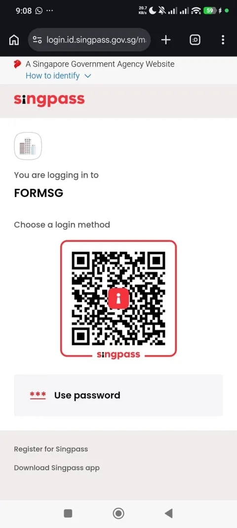 地址更新表格Singpass登录